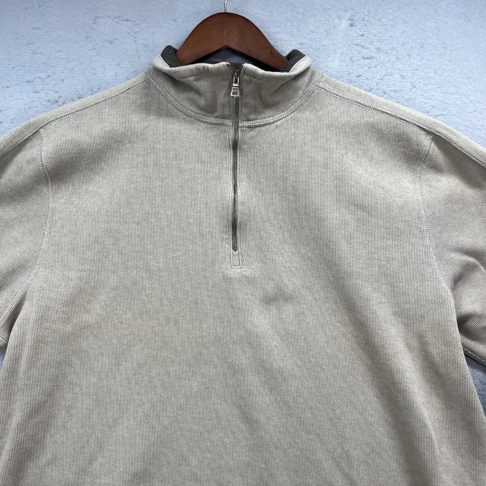 Banana Republic Quarter Zip Pullover Mens XL Beige Tan Ribbed Sweater Preppy